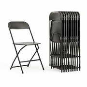 Flash Furniture Hercules Series Plastic Folding Chair Black - 10 Pack 650LB Weight Capacity Comfortable Event Chair-Lightweight Folding Chair 10-LE-L-3-BK-GG